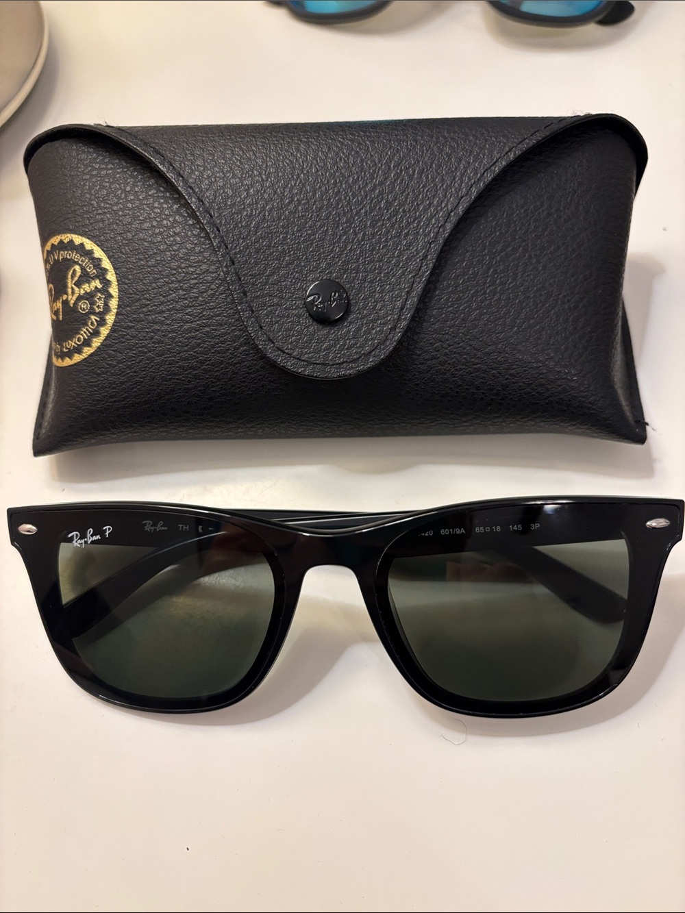 Ray-Ban Polarized RB 4420 Shiny Black Sunglasses with Black Leather Case